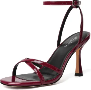 Mostrin Strappy Heels for Women Lace Up Ankle Strap Round Open Toe Stiletto High Heels Women's Heeled Sandals for Prom, Party, Daily