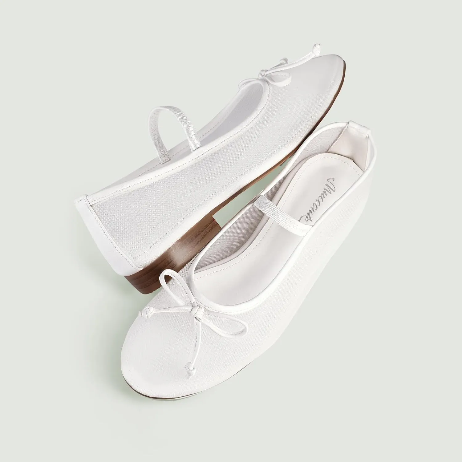 MUCCCUTE Women's Mesh Ballet Flats, Round Toe Ballerina Flats Shoes Casual Dress Mary Jane Flats
