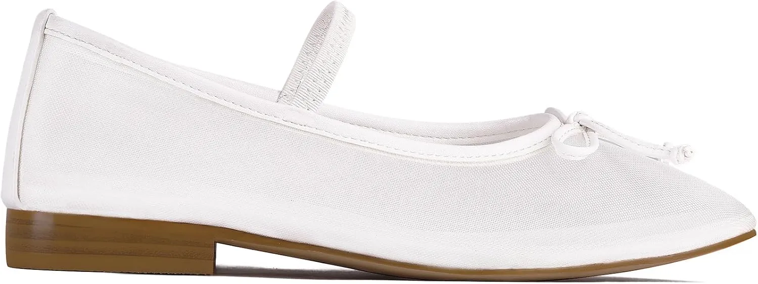 MUCCCUTE Women's Mesh Ballet Flats, Round Toe Ballerina Flats Shoes Casual Dress Mary Jane Flats