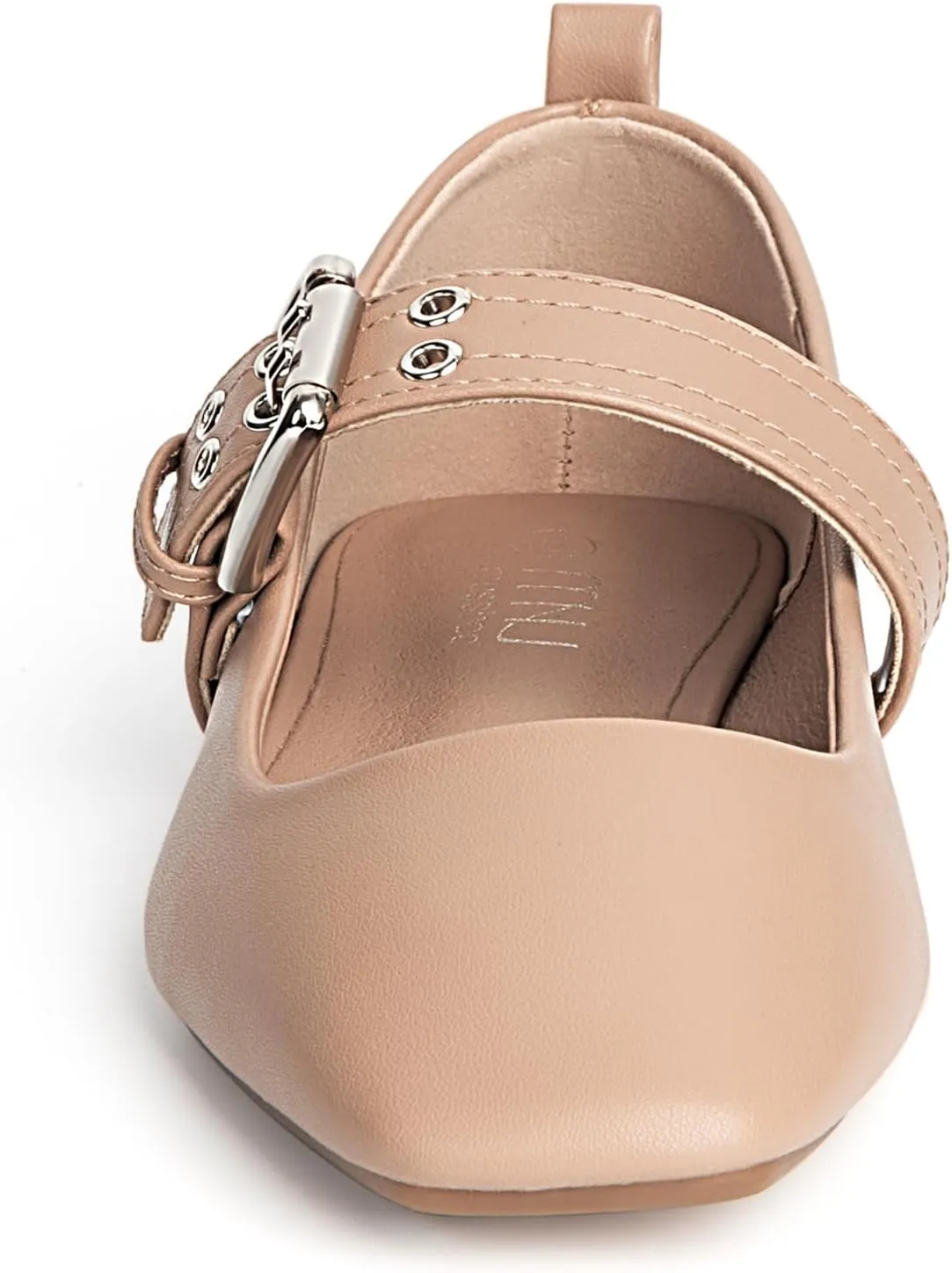 MUSSHOE Womens Ballet Mary Jane Flats Shoes Adjustable Strap Comfortable Square Closed Toe Versatile Chic Footwear with Latex Insole