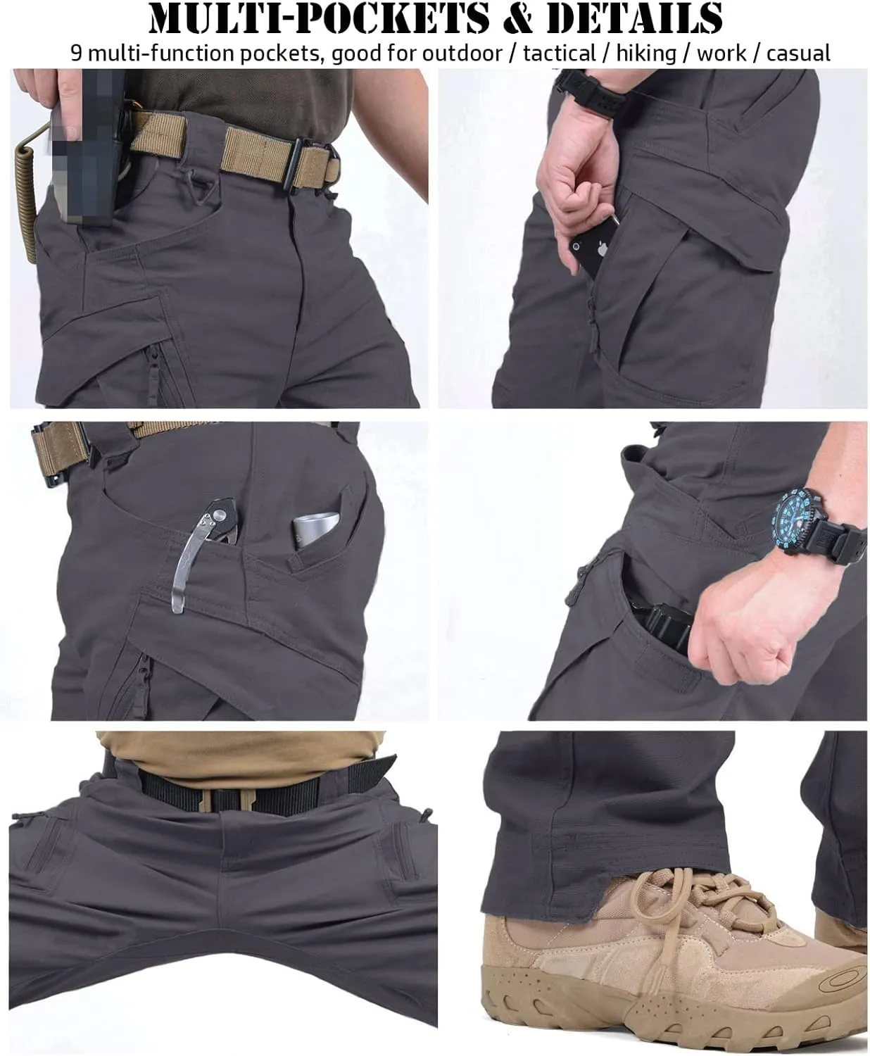 NAVEKULL Men's Military Cargo Tactical Pants Ripstop Lightweight Cotton Stretch Combat Outdoor Hiking Pants