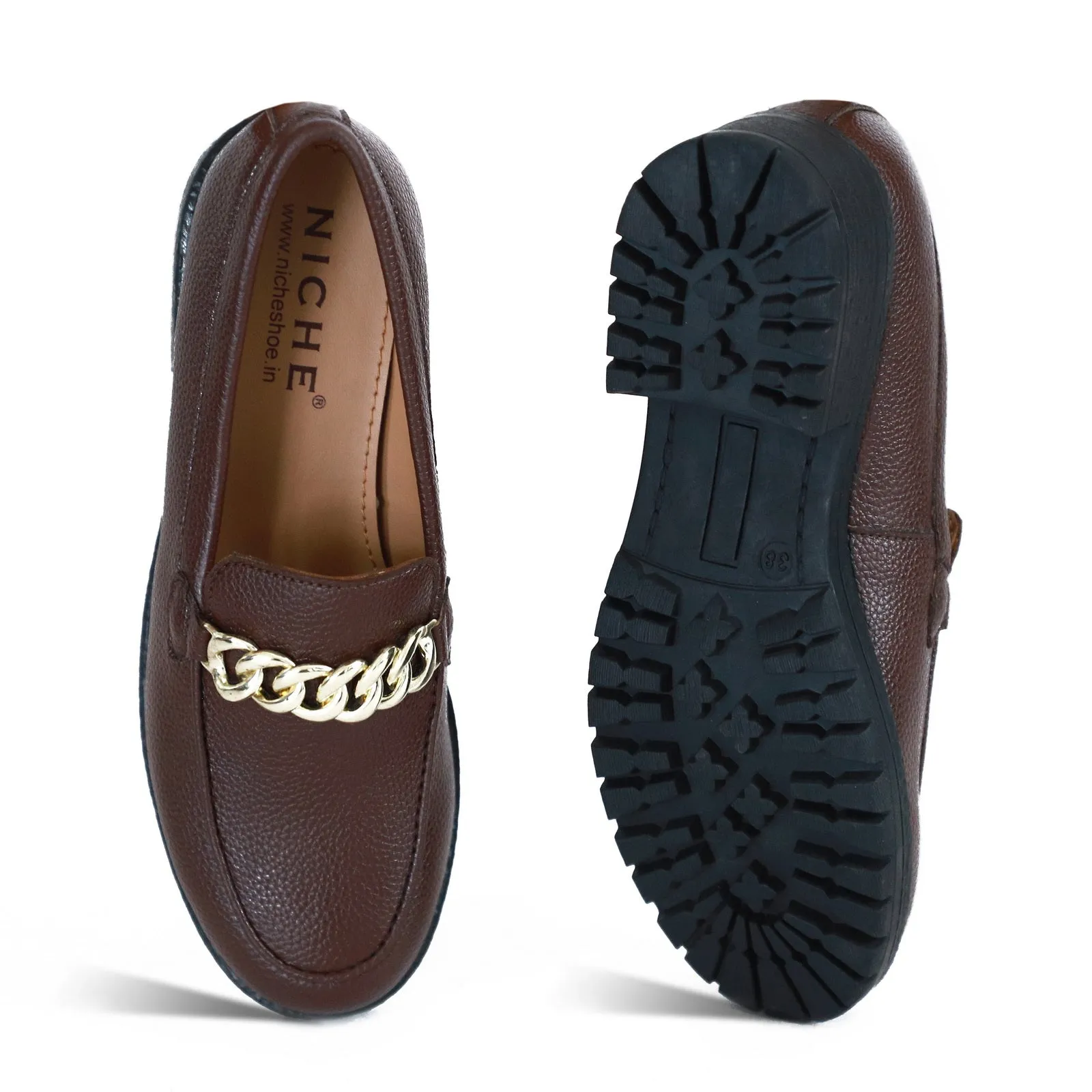 NICHE Women Brawny Buckle Loafers (Brown)