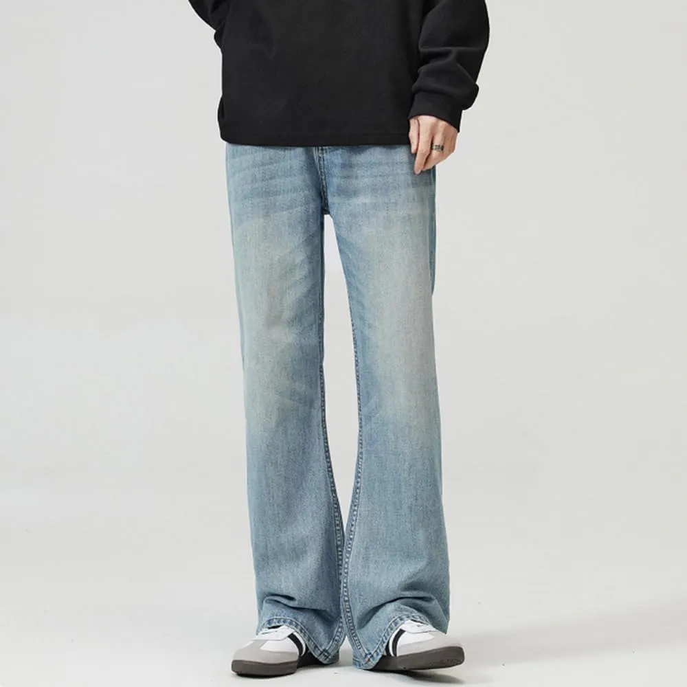 Nutriangee Men's Vintage Flared Leg Jeans Loose Fit Relaxed Bell Bottom Denim Pants