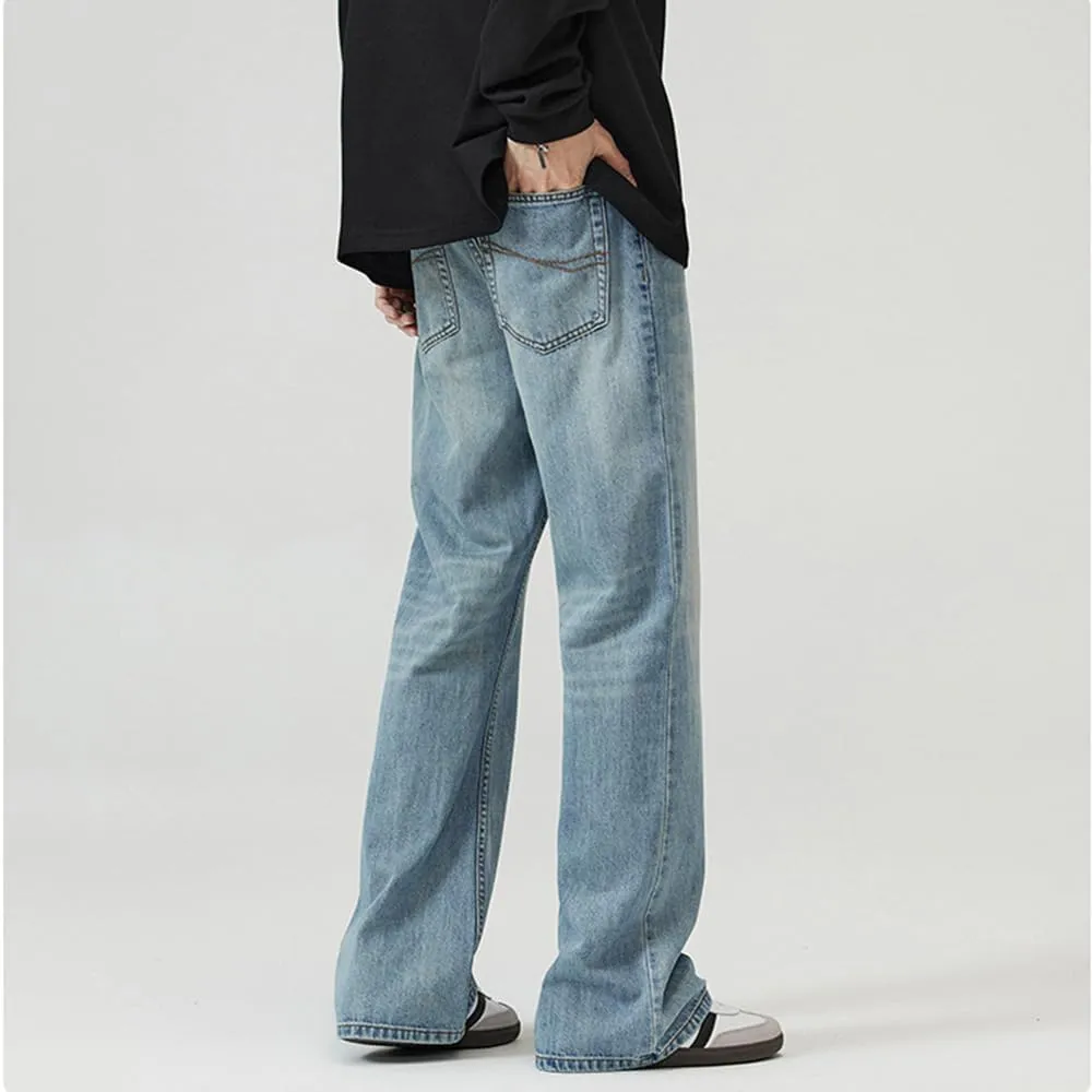 Nutriangee Men's Vintage Flared Leg Jeans Loose Fit Relaxed Bell Bottom Denim Pants