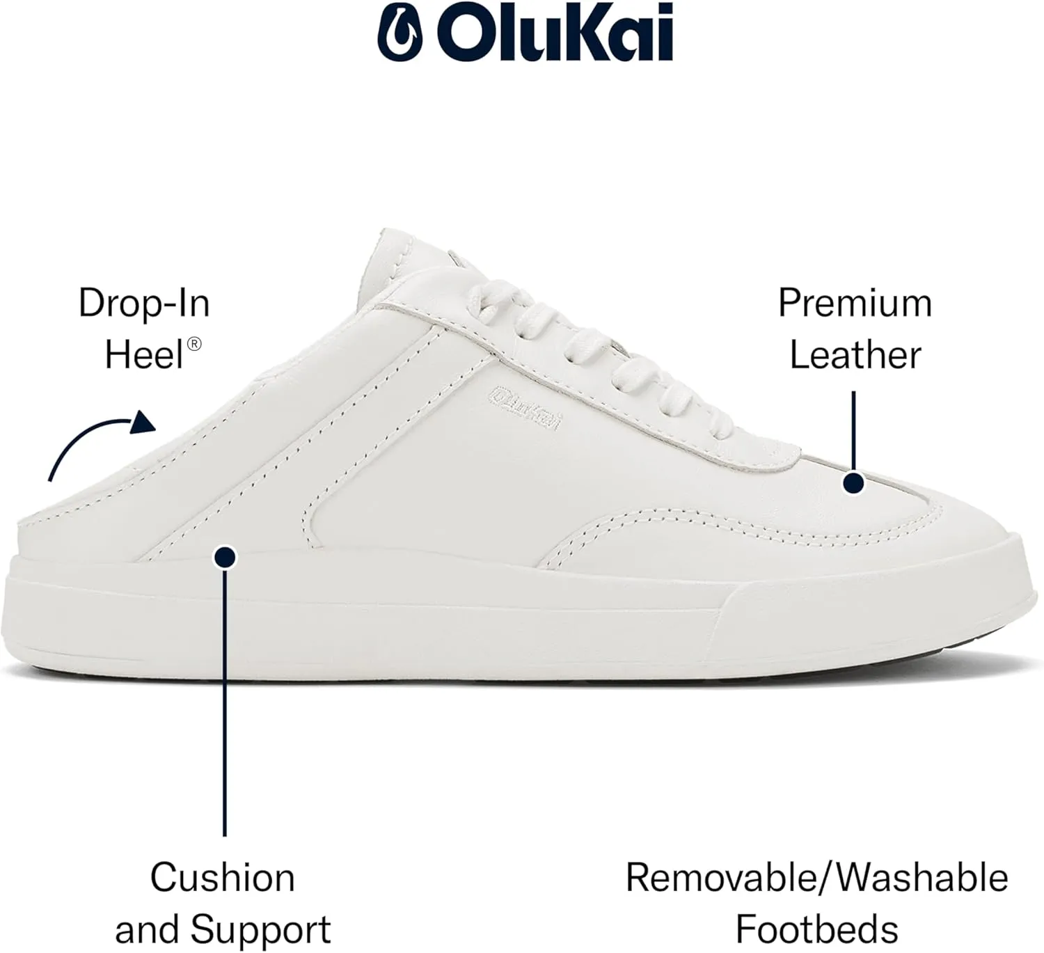OLUKAI Ha'upu Women's Everyday Sneaker, Classic Lace-Up Design, Comfort Fit