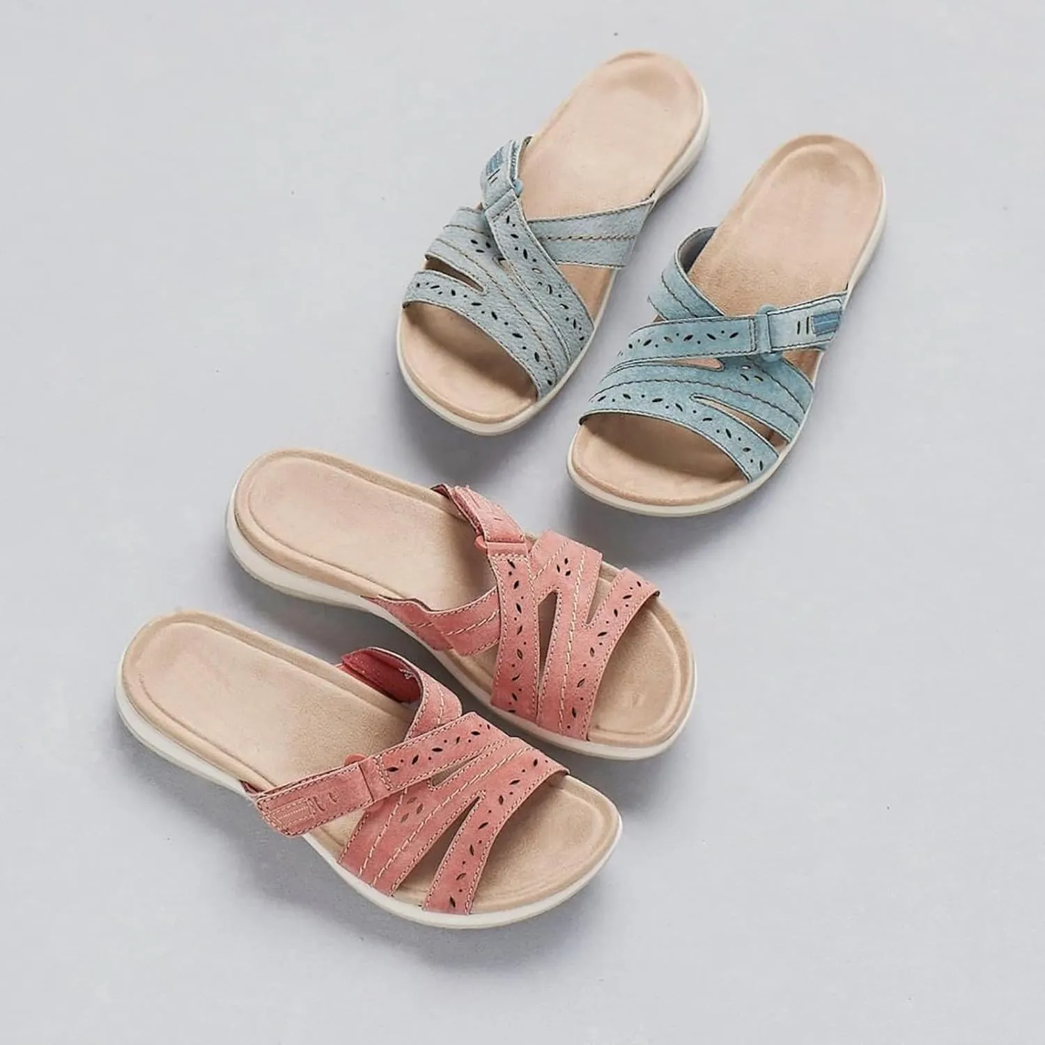 Orthopedic Sandals for Women Comfortable Slides Summer Walking Plantar Fasciitis Sandals with Arch Support Orthotic Sandals