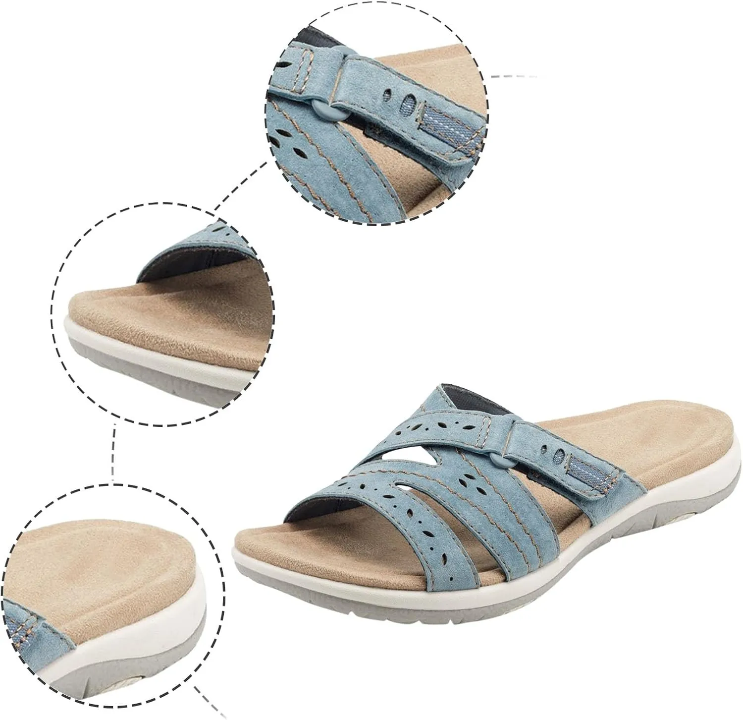 Orthopedic Sandals for Women Comfortable Slides Summer Walking Plantar Fasciitis Sandals with Arch Support Orthotic Sandals