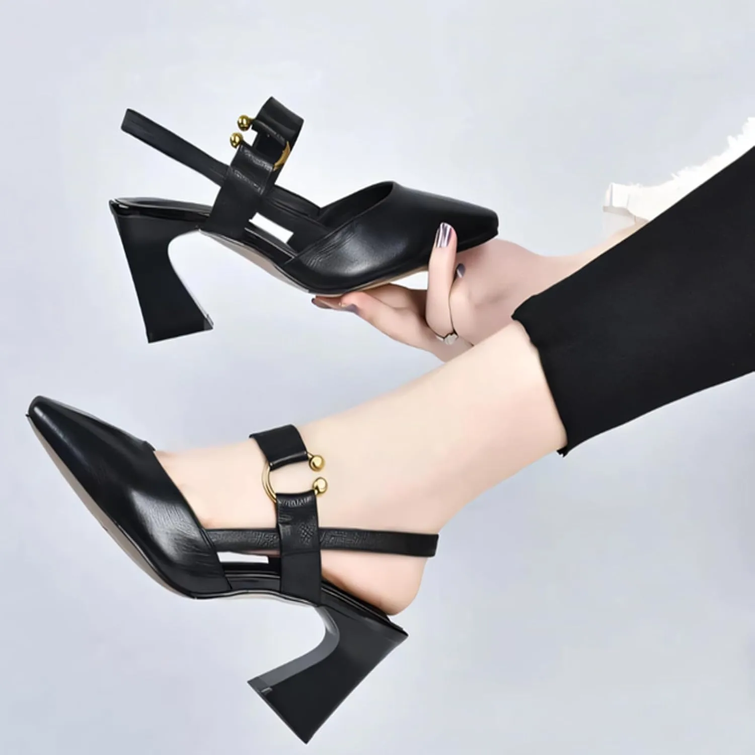 Orthopedic Sandals with Heels,Orthopedic High Heels for Women, Dressy Leather High Heels Orthopedic Shoes