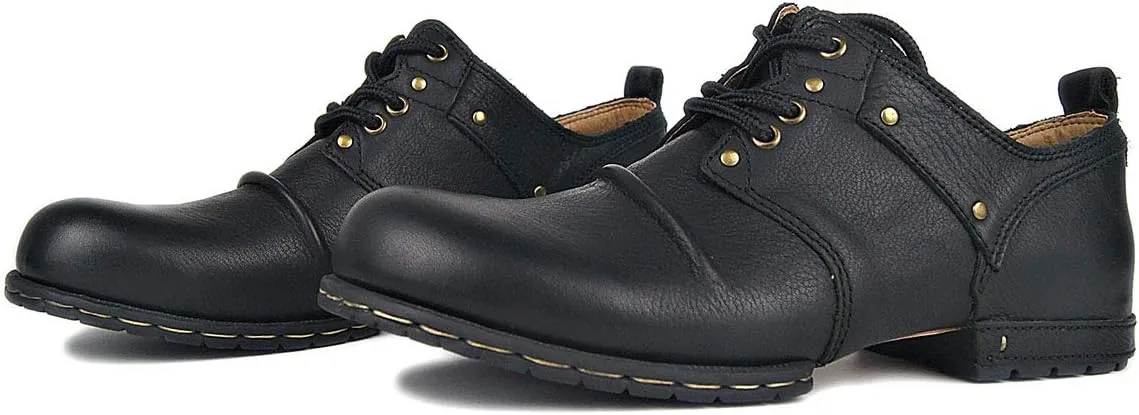 OSSTONE Moto Boots for Men Fashion lace-up Leather Chukka Boots Casual Shoes OS-6015-1-RED-BROWN-R