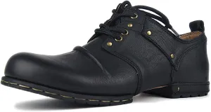 OSSTONE Moto Boots for Men Fashion lace-up Leather Chukka Boots Casual Shoes OS-6015-1-RED-BROWN-R