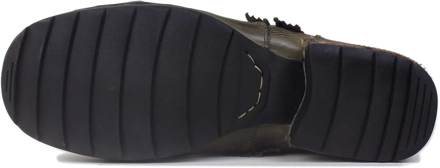 OSSTONE Moto Boots for Men Fashion Zipper-up Leather Chukka Boots Casual Shoes Retro Style OS-5008-8-Retro-US