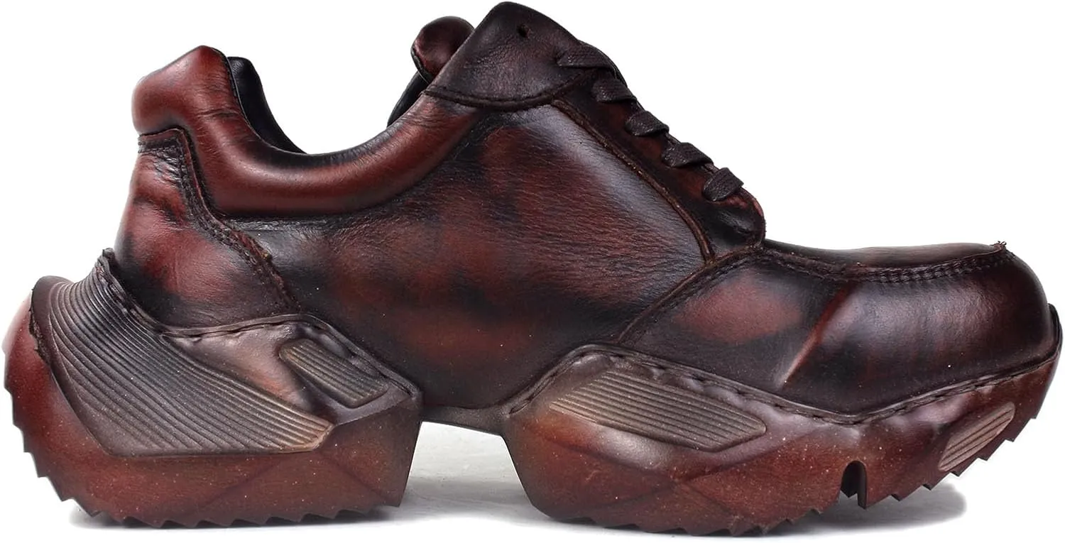 OSSTONE Vintage Moto Boots for Men Fashion lace-up Leather Retro Chukka Boots Casual Shoes OS-5008-S-5-Vintage-US-R