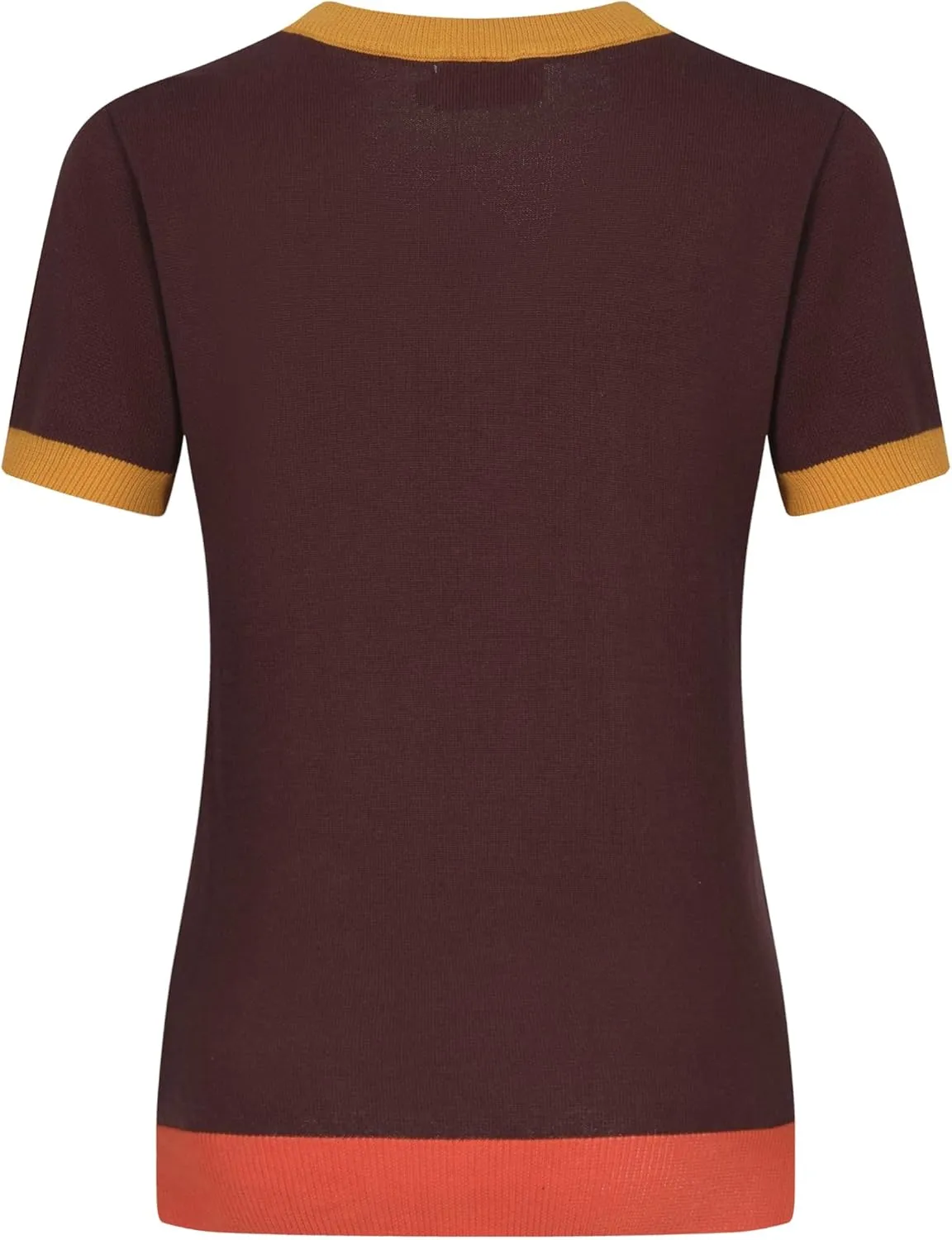 OXKnit Women's 1960s Retro Knit Short Sleeve T-Shirts, V-Neck Casual Knit Top