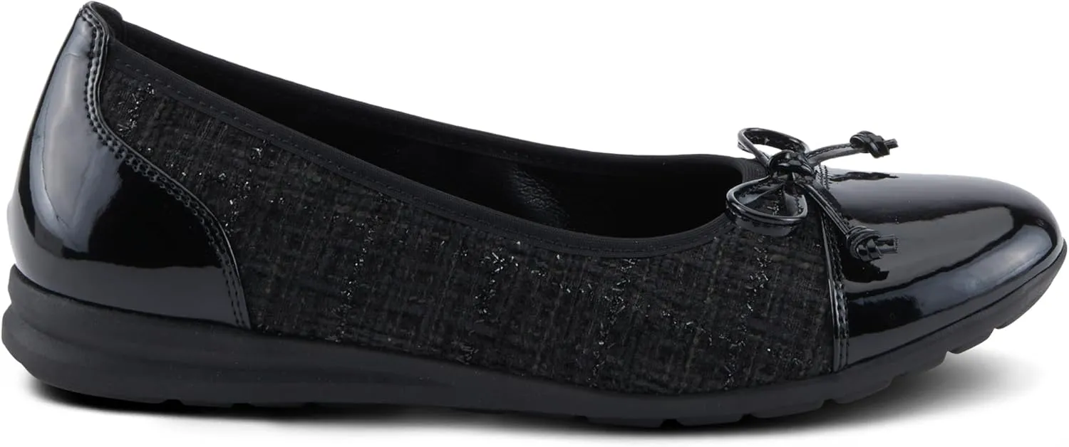 PATRIZIA Women's Ashlin Ballet Flats with Patent Finish, Plaid Velvet, and Feminine Bow