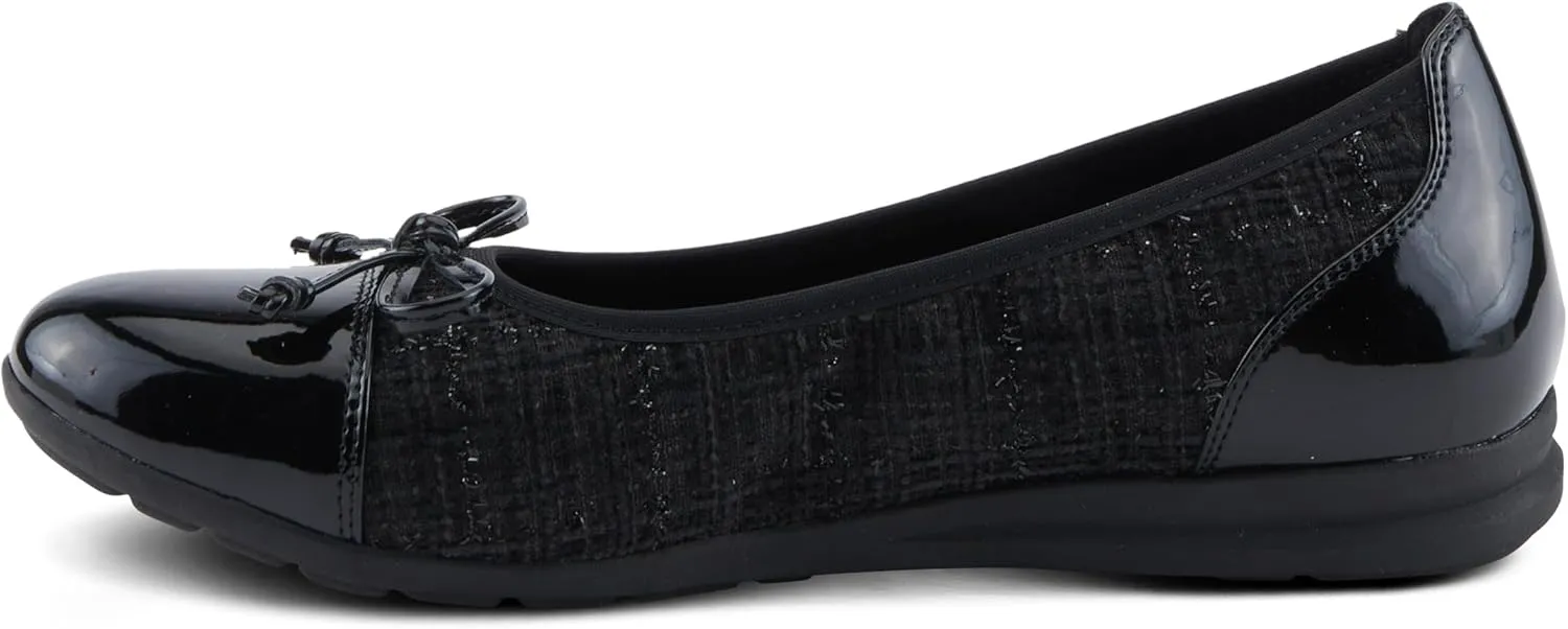 PATRIZIA Women's Ashlin Ballet Flats with Patent Finish, Plaid Velvet, and Feminine Bow