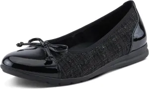 PATRIZIA Women's Ashlin Ballet Flats with Patent Finish, Plaid Velvet, and Feminine Bow