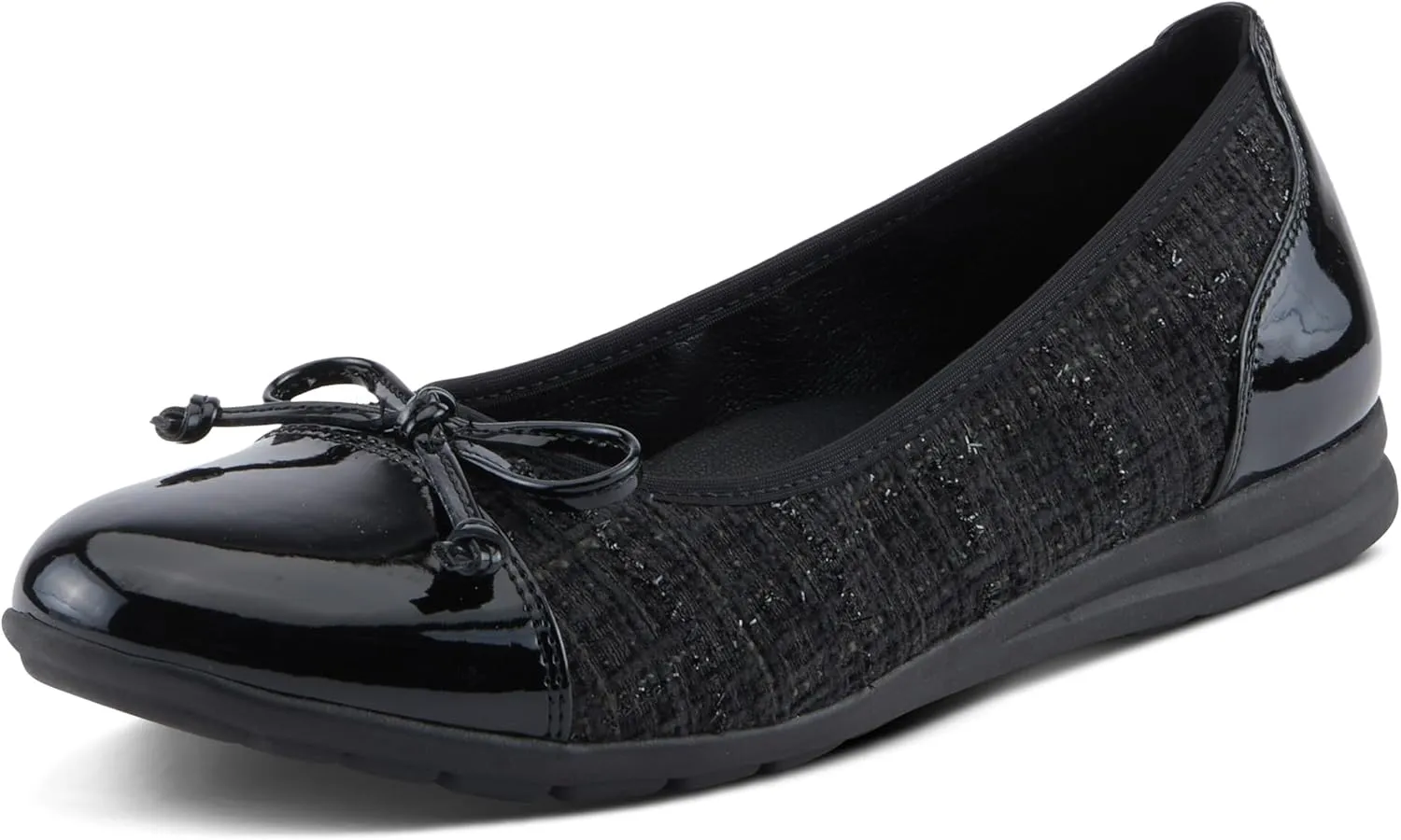 PATRIZIA Women's Ashlin Ballet Flats with Patent Finish, Plaid Velvet, and Feminine Bow