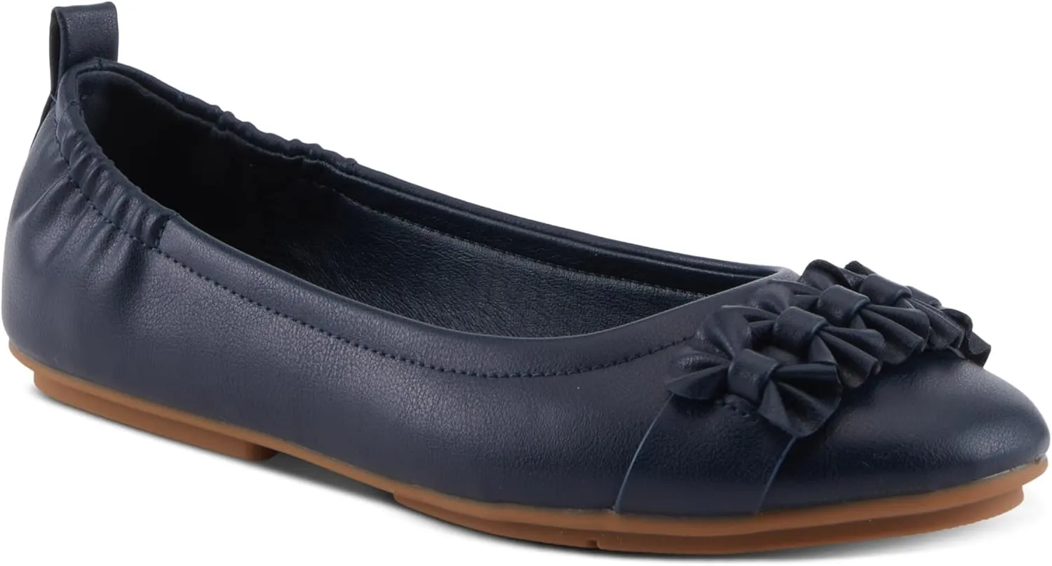 PATRIZIA Women's BALLAY Slip-On Ballet Flats with Delicate Bows, Scrunch Back, and Comfortable Fit