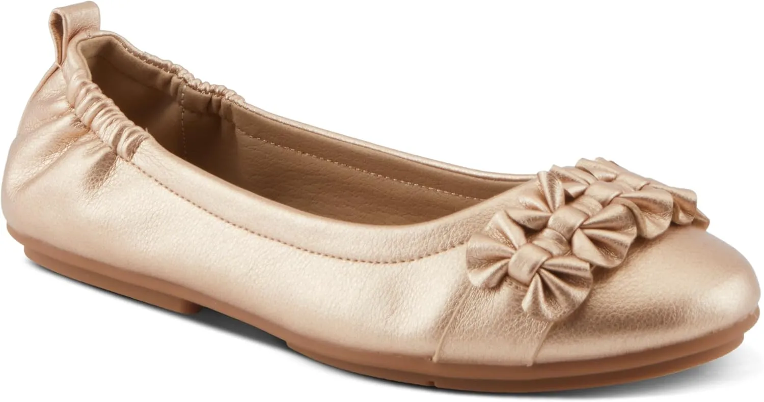 PATRIZIA Women's BALLAY Slip-On Ballet Flats with Delicate Bows, Scrunch Back, and Comfortable Fit