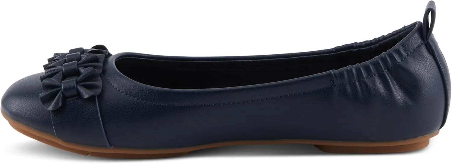 PATRIZIA Women's BALLAY Slip-On Ballet Flats with Delicate Bows, Scrunch Back, and Comfortable Fit