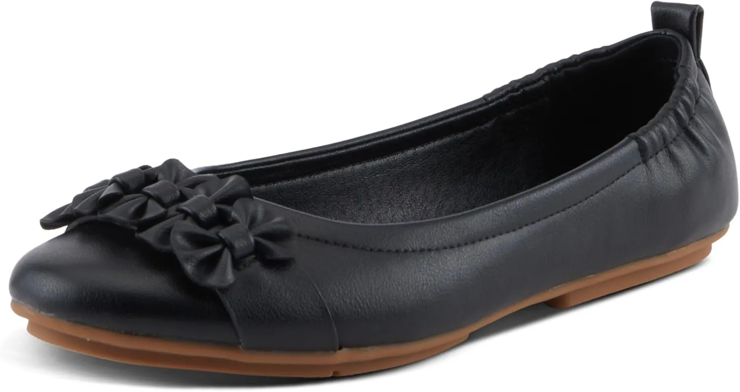 PATRIZIA Women's BALLAY Slip-On Ballet Flats with Delicate Bows, Scrunch Back, and Comfortable Fit