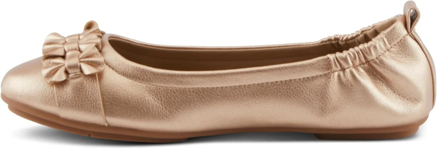PATRIZIA Women's BALLAY Slip-On Ballet Flats with Delicate Bows, Scrunch Back, and Comfortable Fit