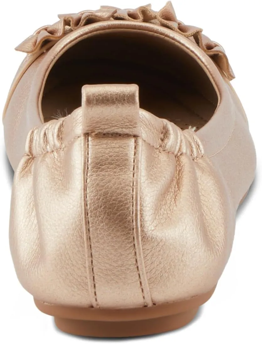 PATRIZIA Women's BALLAY Slip-On Ballet Flats with Delicate Bows, Scrunch Back, and Comfortable Fit