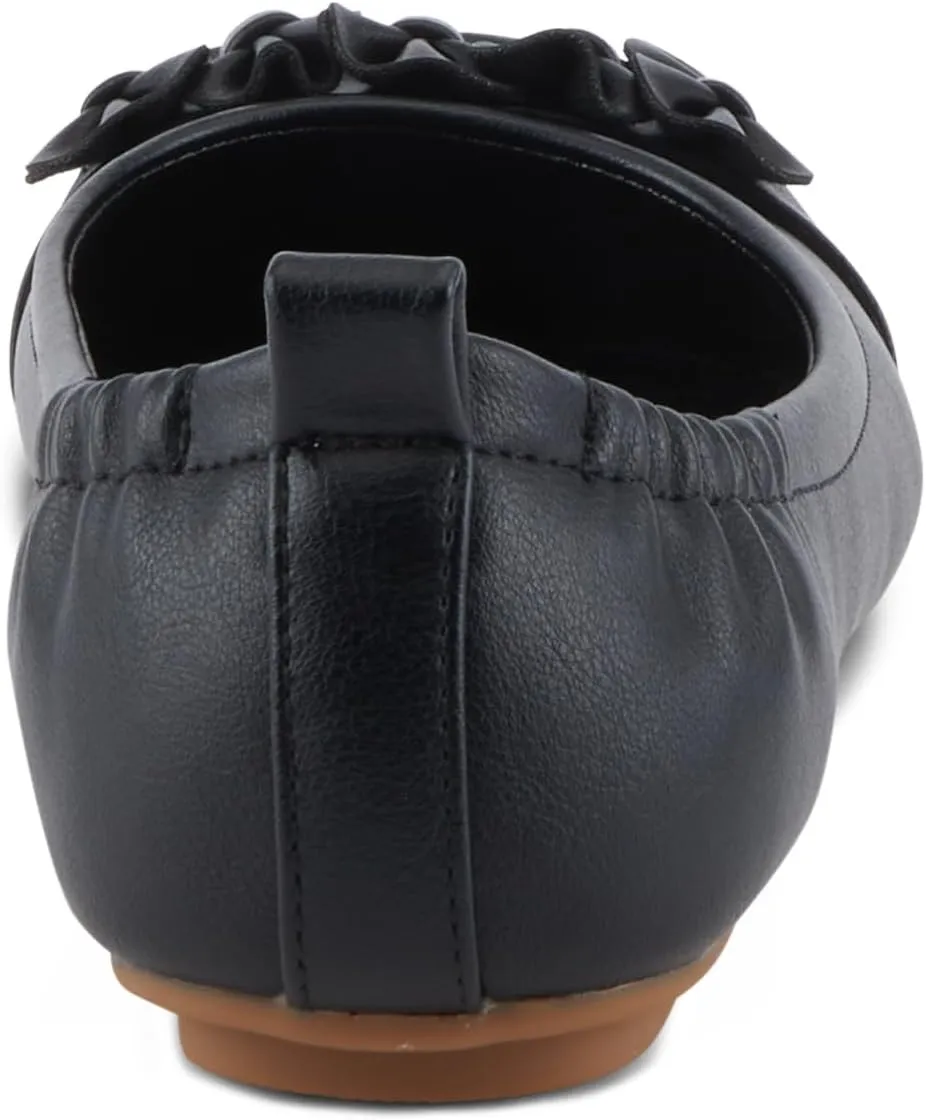 PATRIZIA Women's BALLAY Slip-On Ballet Flats with Delicate Bows, Scrunch Back, and Comfortable Fit