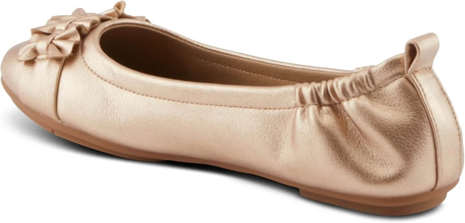 PATRIZIA Women's BALLAY Slip-On Ballet Flats with Delicate Bows, Scrunch Back, and Comfortable Fit