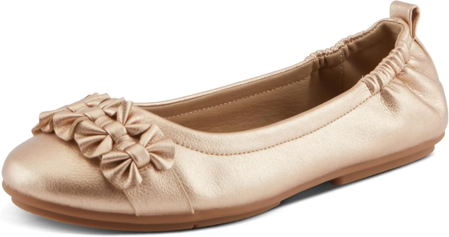 PATRIZIA Women's BALLAY Slip-On Ballet Flats with Delicate Bows, Scrunch Back, and Comfortable Fit