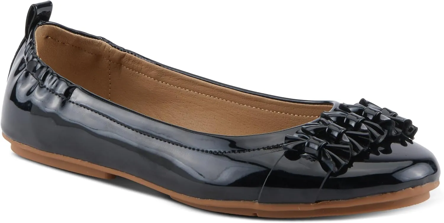 PATRIZIA Women's BALLAY Slip-On Ballet Flats with Delicate Bows, Scrunch Back, and Comfortable Fit