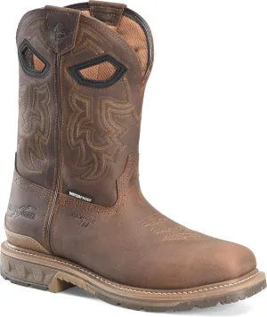 PHANTOM RIDER Stanton 11” Waterproof Wide Square Composite Toe Roper Boots for Men with Dark Brown Barnyard Acid Resistant Leather, EH-Rated, Dark Brown (Brown) - 11.5 D