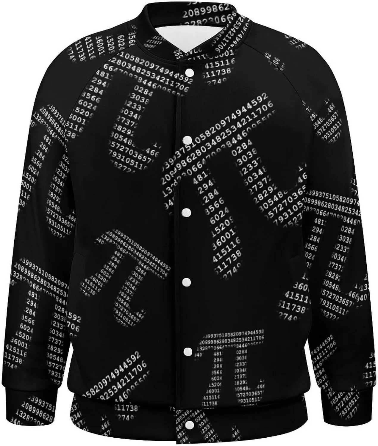 Pi Mathematical Symbol Lightweight Men's Baseball Jackets Relaxed Fit Varsity Bomber Jacket Windbreaker Coat