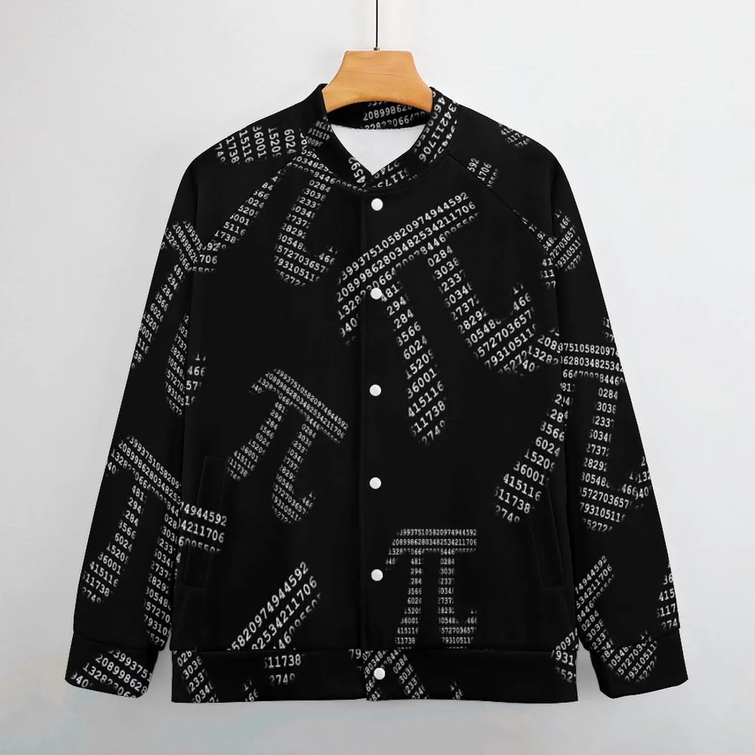 Pi Mathematical Symbol Lightweight Men's Baseball Jackets Relaxed Fit Varsity Bomber Jacket Windbreaker Coat