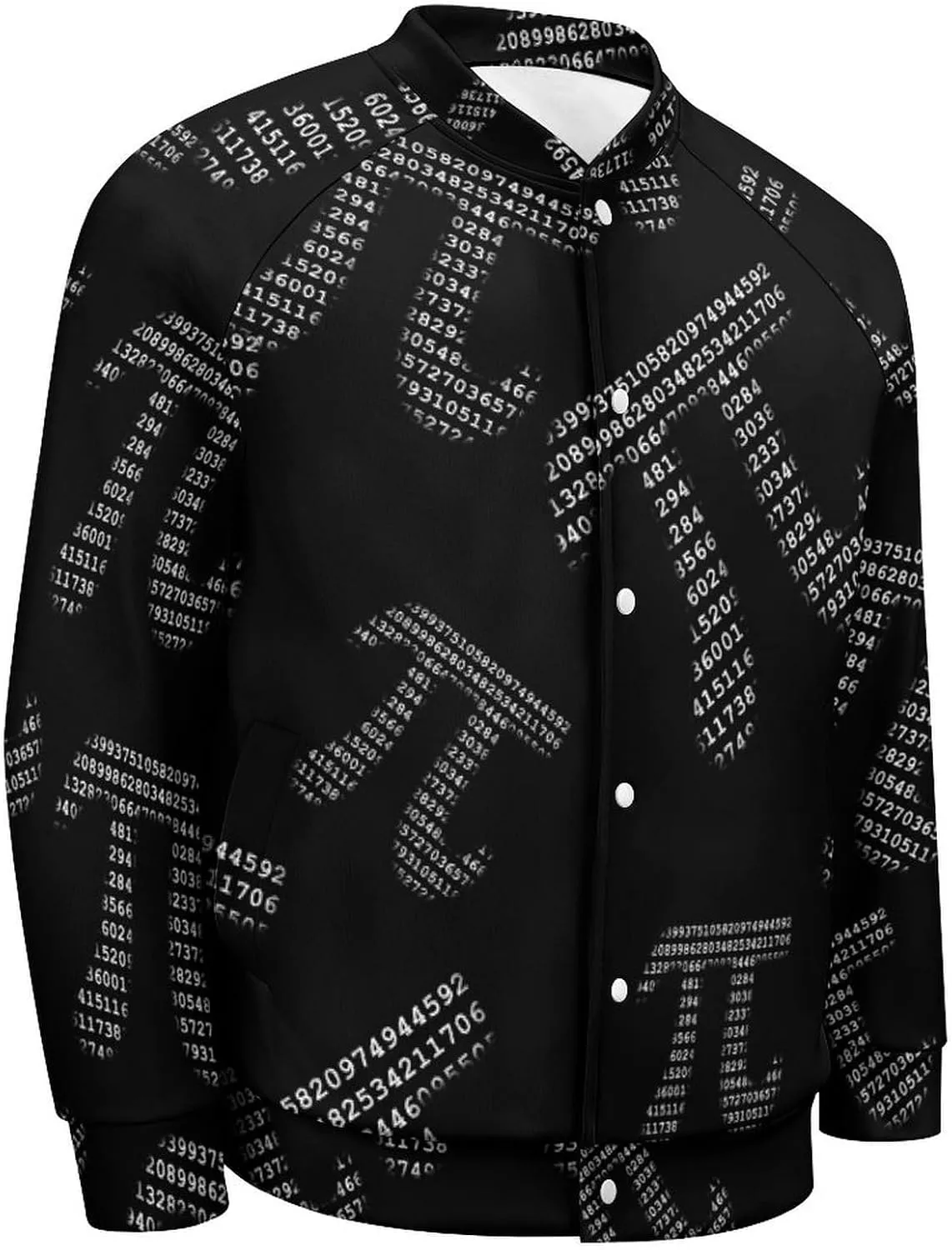 Pi Mathematical Symbol Lightweight Men's Baseball Jackets Relaxed Fit Varsity Bomber Jacket Windbreaker Coat