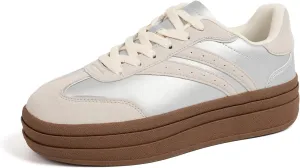 Platform Fashion Sneakers Women's Low-Top Classic Chunky Casual Lace-up Walking Shoes for Lady