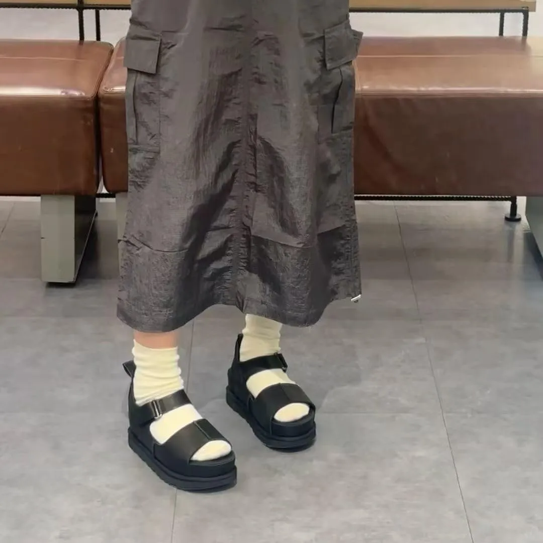 Platform Suede Sandals for Women Comfortable Slides Adjustable Strap Non Slip Lightweight Women’s Flat Sandals Casual Slip On Slippers for Summer
