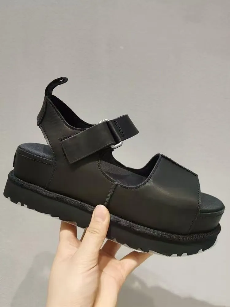 Platform Suede Sandals for Women Comfortable Slides Adjustable Strap Non Slip Lightweight Women’s Flat Sandals Casual Slip On Slippers for Summer