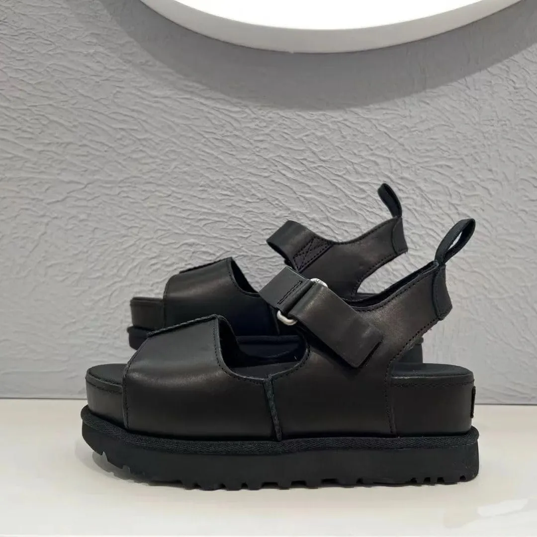 Platform Suede Sandals for Women Comfortable Slides Adjustable Strap Non Slip Lightweight Women’s Flat Sandals Casual Slip On Slippers for Summer