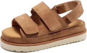 Platform Suede Sandals for Women Comfortable Slides Adjustable Strap Non Slip Lightweight Women’s Flat Sandals Casual Slip On Slippers for Summer