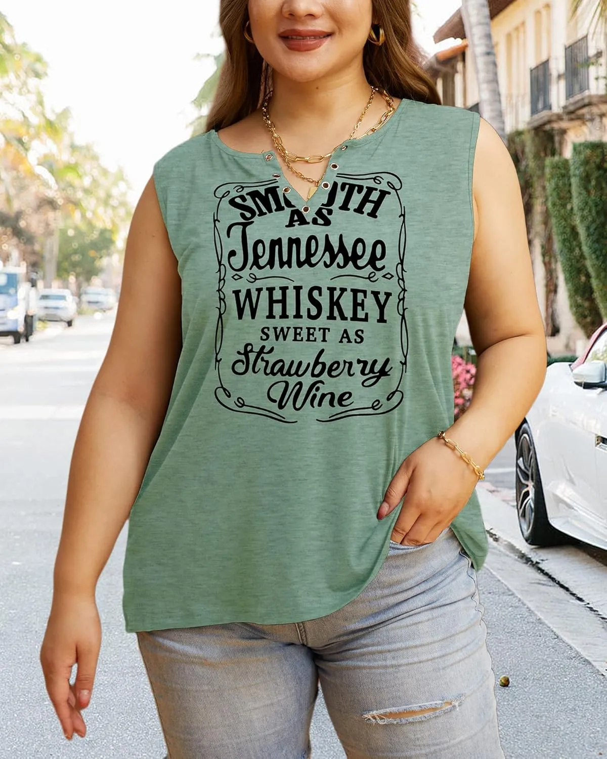 Plus Size Smooth As Tennessee Whiskey Shirt Women Ring Hole Sleeveless Sexy V-Neck Country Music Tank Top Tshirt