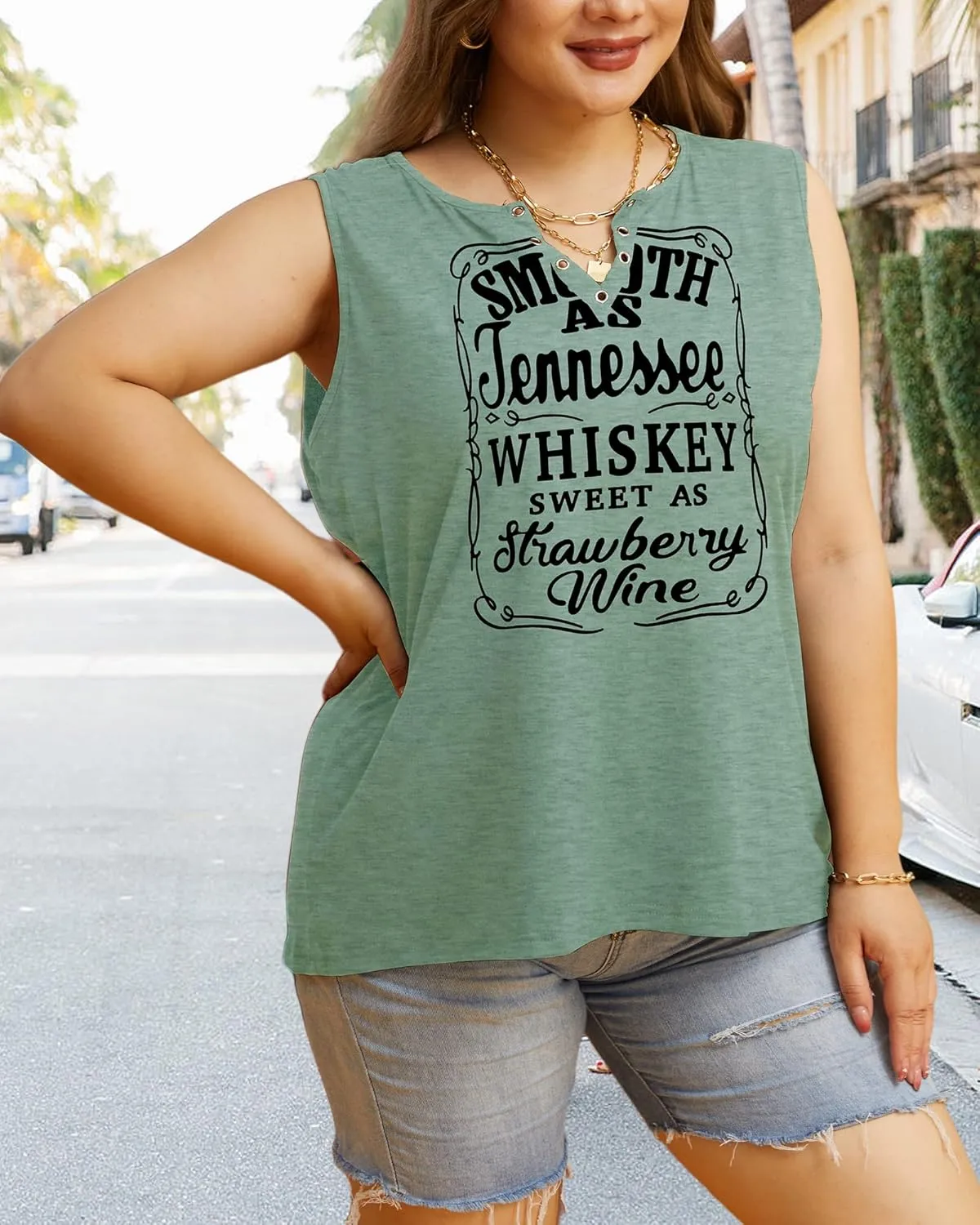 Plus Size Smooth As Tennessee Whiskey Shirt Women Ring Hole Sleeveless Sexy V-Neck Country Music Tank Top Tshirt