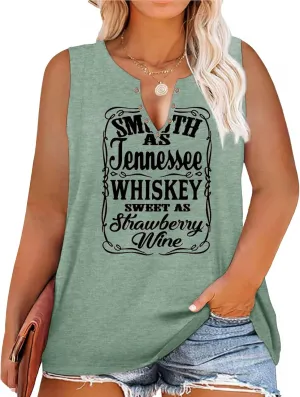 Plus Size Smooth As Tennessee Whiskey Shirt Women Ring Hole Sleeveless Sexy V-Neck Country Music Tank Top Tshirt