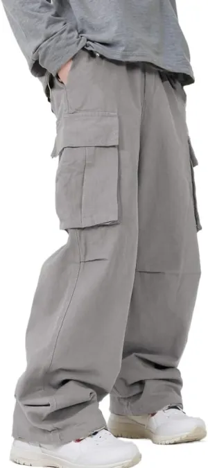 Pooyikoi Men Cargo Pants Elastic Waist Baggy Sweatpants for Men Casual Jogging Y2k Pants Drawstring Trousers Streetwear
