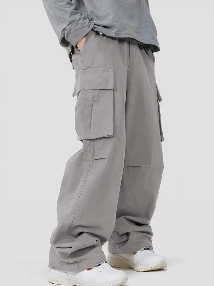 Pooyikoi Men Cargo Pants Elastic Waist Baggy Sweatpants for Men Casual Jogging Y2k Pants Drawstring Trousers Streetwear