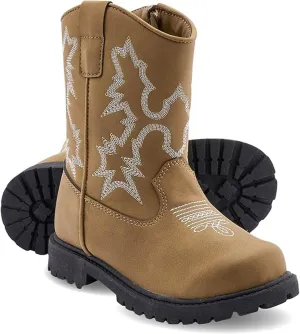 Premium Kids Cowboy Boots - Comfort Fit, Breathable Cowboy Boots Rounded Toe Style - Durable & Stylish Western Wear,Faux Leather Cowboy Boots for Kids