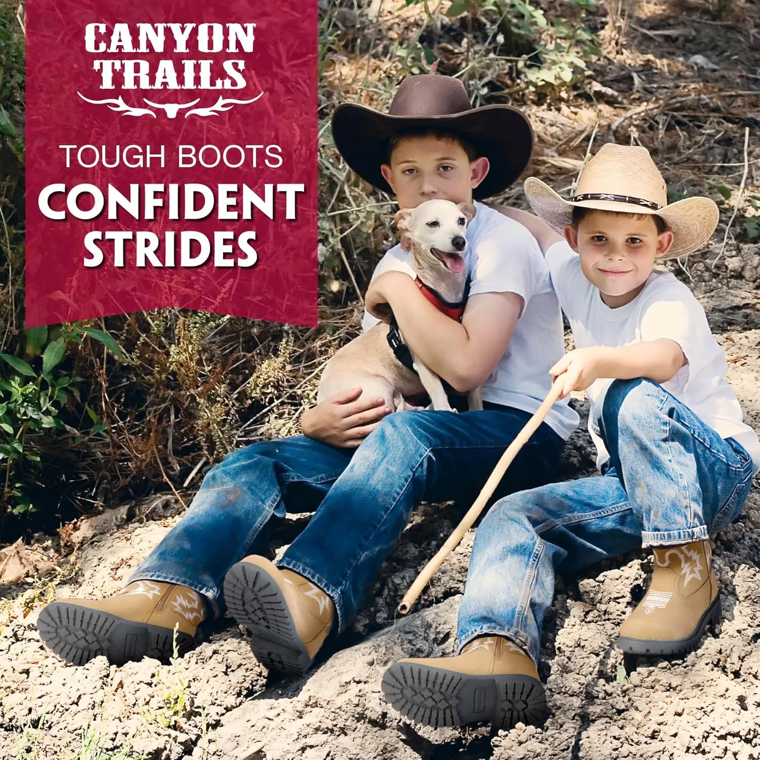 Premium Kids Cowboy Boots - Comfort Fit, Breathable Cowboy Boots Rounded Toe Style - Durable & Stylish Western Wear,Faux Leather Cowboy Boots for Kids
