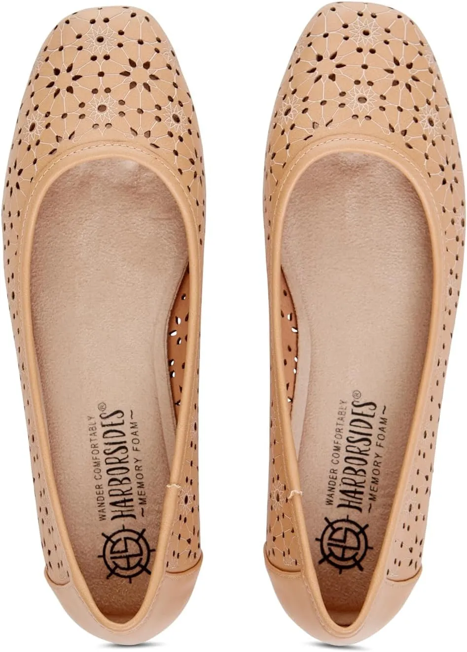 Priscilla Women’s Flats – Comfortable Vegan Slip-On Shoes with Memory Foam, Breathable Eyelet Stitch Detail, Available in Black, Cafe, White, Medium & Wide Sizes 6-10