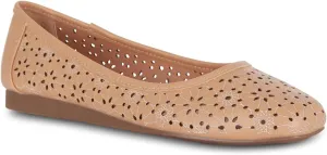 Priscilla Women’s Flats – Comfortable Vegan Slip-On Shoes with Memory Foam, Breathable Eyelet Stitch Detail, Available in Black, Cafe, White, Medium & Wide Sizes 6-10