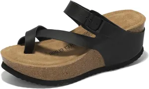 Project Cloud 100% Genuine Leather Platform Sandals Women - Memory Foam Womens Sandals & Slippers Beach Essentials - Gifts for Women (Mojito)